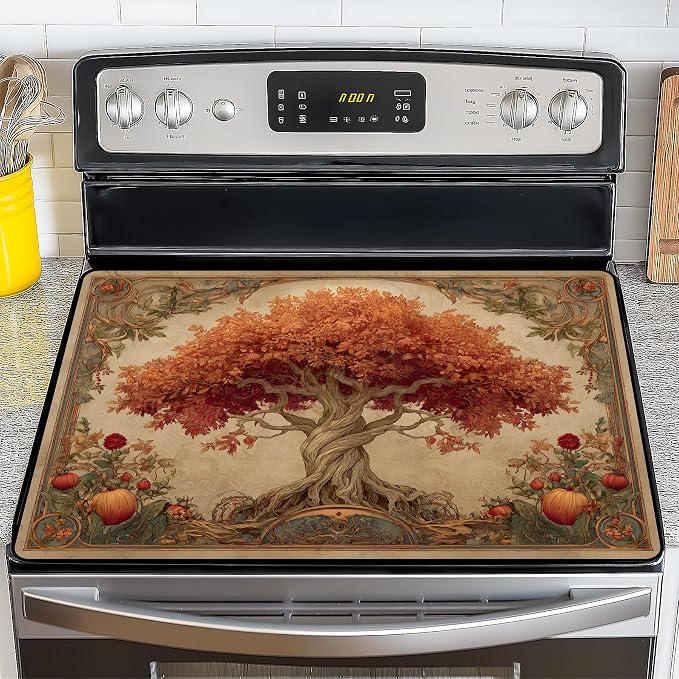 NYZE Tree of Life Silicone Stove Top Cover, Electric Glass 28"x20" | Heat-resistant, Non-slip, Scratch-resistant