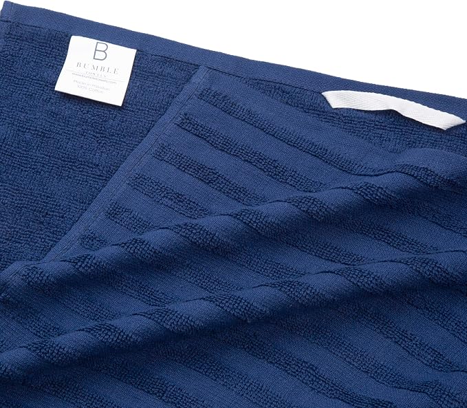 Premium Kitchen Towels 6 Pack 100% Cotton, 20"x28" - Blue Solid | Large 450 GSM Terry Dish Towel, Kitchen Hand Towels with Hanging Loop, Highly Absorbent for Washing and Drying Dishes