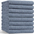 Mordimy Premium Large Cotton Kitchen Towels (18"x 28", 8 Pack), Navy Blue | 100% Ring Spun Cotton, Super Absorbent, 380 GSM, Flat & Terry, Soft, Hanging Loop Dish Towels