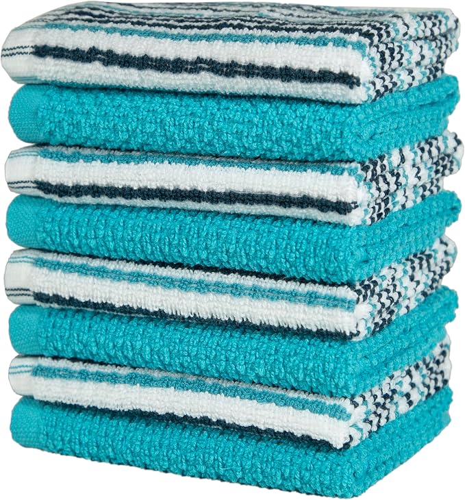 Bumble Dish Cloths 8-Pack, 100% Cotton Kitchen Towels, 12"x12" Aqua | 430 GSM Soft Dish Towels for Kitchen, Highly Absorbent & Durable Kitchen Rags for Washing Dishes