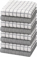 Bumble Dish Cloths (8-Pack), 100% Cotton Kitchen Towels, 12"x12" - Gray | 405 GSM | Soft, Highly Absorbent & Durable Dish Towels for Kitchen