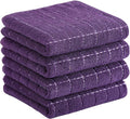 Homaxy 100% Cotton Terry Kitchen Towels, 4 Pack, Purple | Ultra Soft and Absorbent Dish Towels for Kitchen, Suitable for Drying and Washing Dishes