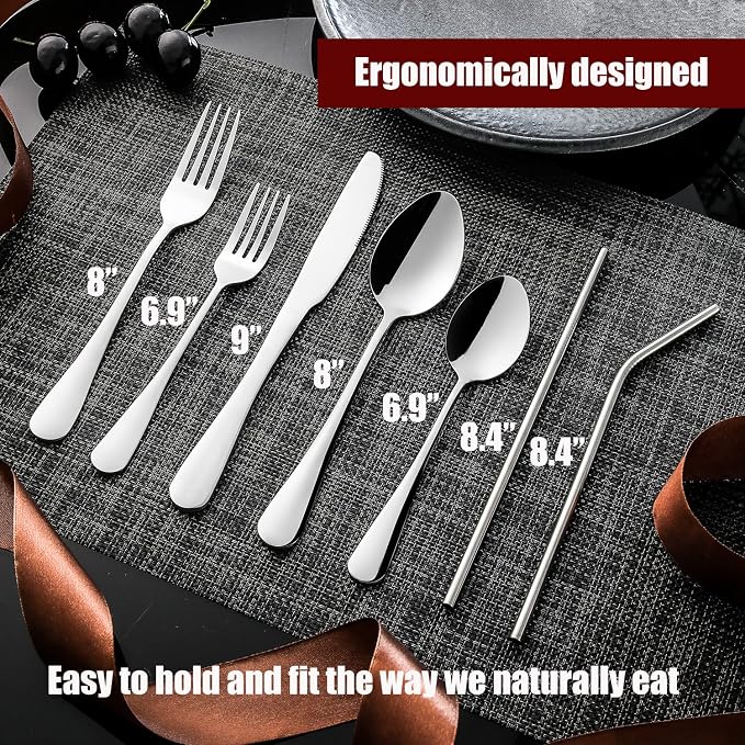 84 Pieces Silverware Service for 12 Flatware Set Stainless Steel Utensils Cutlery Set Dishwasher Safe