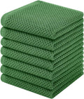 Homaxy 100% Cotton Waffle Weave Kitchen Dish Cloths, 7-Pack, Grass Green | 12 x 12 Inches, Ultra Soft Absorbent Dish Towels, Quick Drying Dish Rags with Hanging Loop