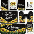 Tieshankao 10Pcs Sunflower Kitchen Decor Kitchen Accessories Set | Summer Yellow Towels Oven Mitts Pot Holders Rugs and Mats for Baking Housewarming Cooking Gifts