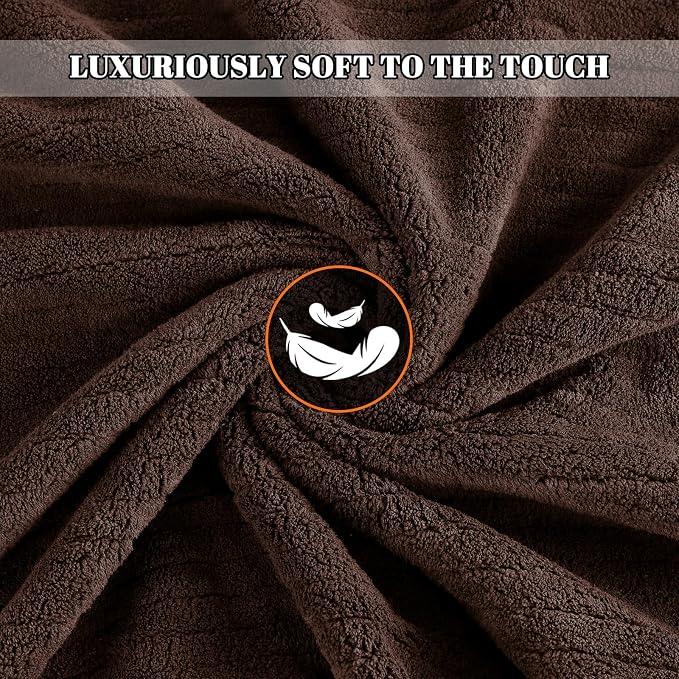 4 Pack Bath Towels Set 35 x 70in Extra Large, Ultra Soft Microfiber | Luxury Thick High Absorbent and Quick Dry Bath Sheet for Bathroom, Beach, Yoga, Sport,SPA, Fitness, Brown