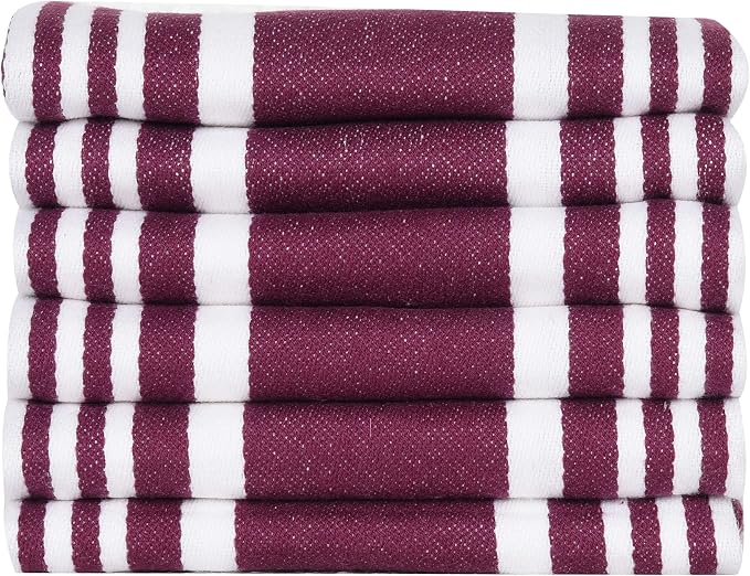 Urban Villa Kitchen Towels Cotton Dish Towels 20”x30” (Set of 6) Wine Wht