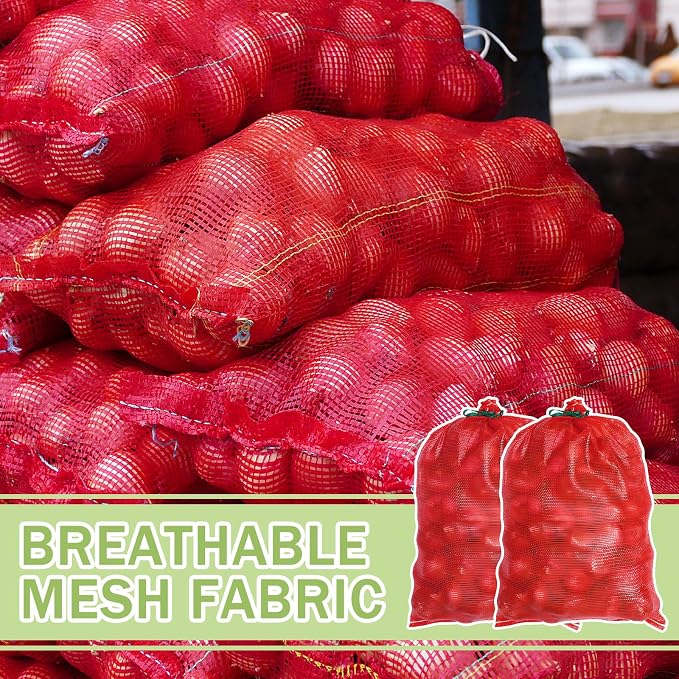 15 Pcs 60 LB Extra Large Mesh Onion Potato Bags,31'' x 20'' Reusable Drawstring Produce Storage Bags,Washable Net Bag for Vegetables Onions Potatoes Citrus Crawfish Firewood