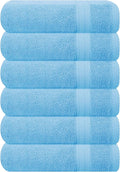 GLAMBURG Ultra Soft 6-Piece Hand Towel Set 16x28-100% Ringspun Cotton - Durable & Highly Absorbent Hand Towels - Ideal for use in Bathroom, Kitchen, Gym, Spa & General Cleaning - Sky Blue