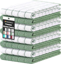 Homaxy Large Premium Cotton Kitchen Towels 16"x 28", 8 Pack, Grass Green | Natural Ring Spun 390 GSM Dish Towels, Super Absorbent Terry Kitchen Hand Towels, Soft Tea Towels with Hanging Loop