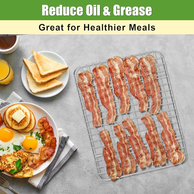 Homikit 8.7"x6.3" Stainless Steel Mini Cooling Rack Set Fit 9x7 Sheet Pan | 2 Pack Small Baking Bacon Racks, Wire Oven Rack for Cookie Bread Pizza, Metal Grilling Grids, Rust Free, Dishwasher Safe