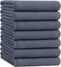 Homaxy 100% Cotton Oversized Waffle Weave Kitchen Towels, 7-Pack, Dark Grey | 20 x 28 Inches, Ultra Soft Absorbent Dish Towels, Quick Drying Large Cleaning Towels