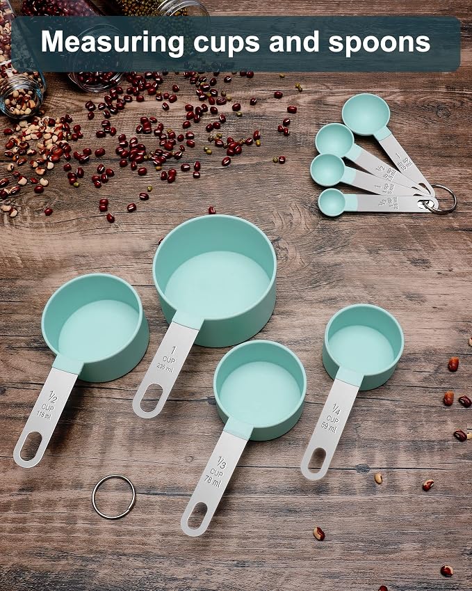 Measuring Cups and Spoons Set of 8 Pieces, nesting measuring cups for Measuring Dry or Liquid Ingredients, Stainless Steel Handle, Kitchen Gadgets for Cooking & Baking