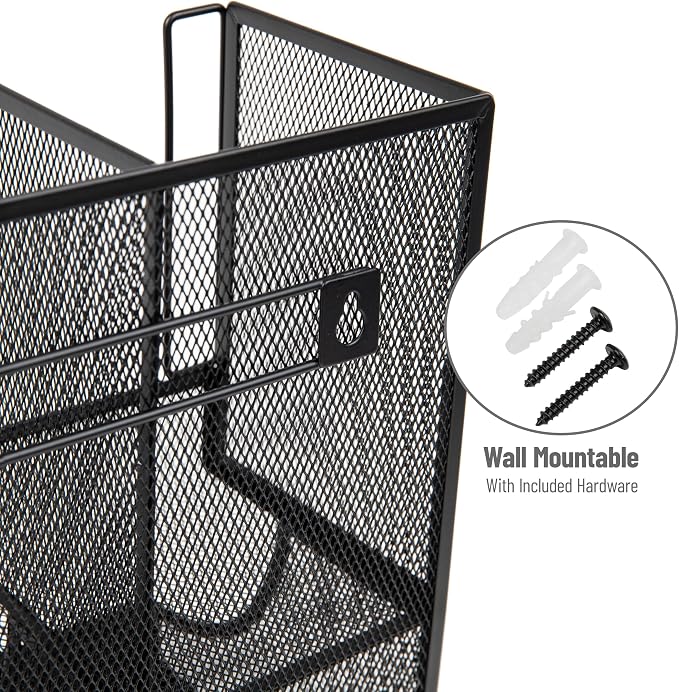 Mind Reader Multipurpose Countertop Organizer, Office Breakrooms, Cup and Condiment Station, Metal Mesh, Black