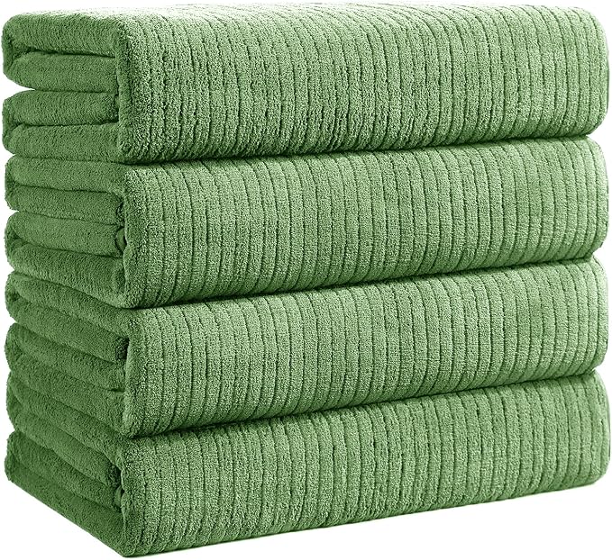 4 Pack Bath Towels Set 35 x 70in Extra Large, Ultra Soft Microfiber | Luxury Thick High Absorbent and Quick Dry Bath Sheet for Bathroom, Beach, Yoga, Sport,SPA, Fitness, Sage Green