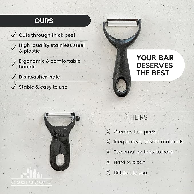 A Bar Above Citrus Peeler, Stainless Steel Fruit Peeler, Silver Finish | Comfortable Grip Peeling Tool, For Oranges, Lemons, Limes, Cocktail Twist Garnish, Kitchen Essential, Bar Tool, Bar Favorite