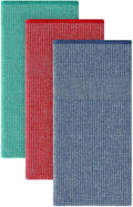 Homaxy 380 GSM Cotton Premium Kitchen Towels 3 Pack, 18"x 28", Mix | Flat and Terry Dish Towels, Highly Absorbent Tea Towel Set with Hanging Loop, Soft Kitchen Hand Towels, Navy/Red/Green