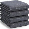 Homaxy 100% Cotton Terry Kitchen Towels, Large 4 Pack, Dark Grey | Ultra Soft and Absorbent Dish Towels for Kitchen, Suitable for Drying and Washing Dishes