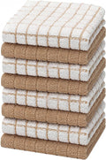 Bumble Dish Cloths (8-Pack), 100% Cotton Kitchen Towels, 12"x12" - Tan | 405 GSM | Soft, Highly Absorbent & Durable Dish Towels for Kitchen
