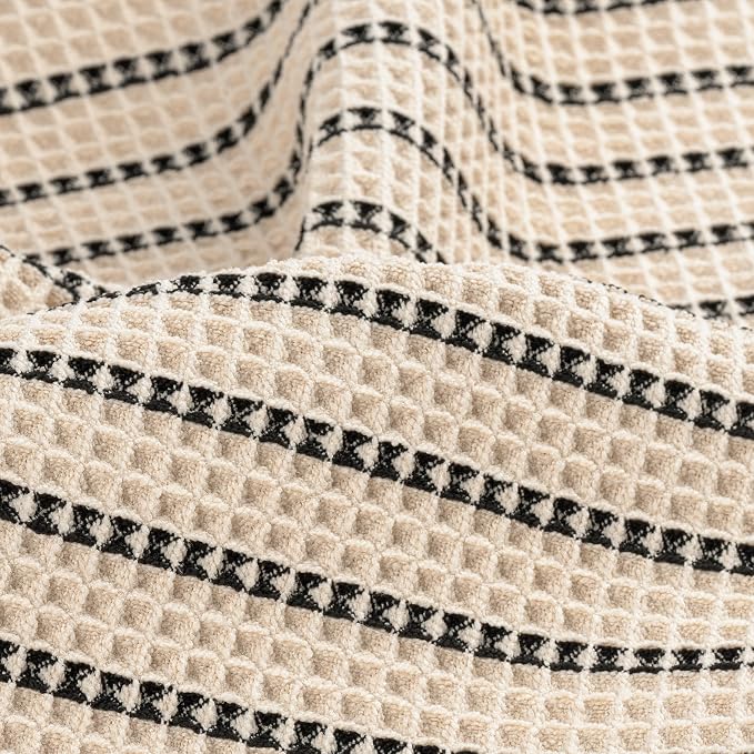 POLYTE 430 GSM Poly Blend Microfiber Quick Dry Waffle Bath Towel Set of 6 | 2-Body Towels, 2-Hand Towels, 2-Wash cloths, Oversize, Lint Free