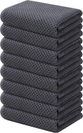 Kitinjoy 100% Cotton Waffle 8-Pack Kitchen Towels, 13" x 28", Dark Grey | Super Soft, Ultra-Absorbent, Fast Drying, lightweight, Quick Drying Kitchen Hand Towels