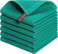 Kitinjoy 100% Cotton Waffle 6-Pack Kitchen Towels, 12" x 12", Teal | Ultra Absorbent, Super Soft, lightweight, Quick Drying Dish Rags for Washing Dishes
