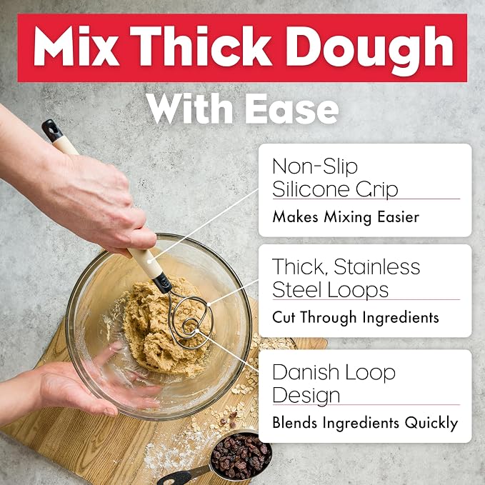 Brod & Taylor Dough Whisk - Heavy Duty Dishwasher-Safe Mixing Tool