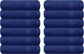 GLAMBURG Ultra Soft 12-Piece Washcloths Set 13x13-100% Ringspun Cotton - Durable & Highly Absorbent Face Towels - Ideal for use in Bathroom, Kitchen, Gym, Spa & General Cleaning - Navy Blue