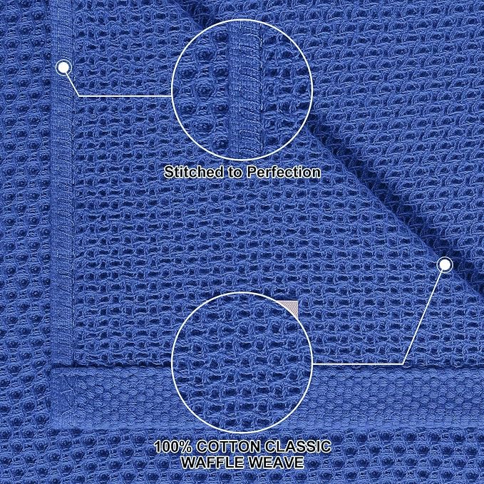 Homaxy 8 Pack 100% Cotton Kitchen Towels and Dishcloths Set, Blueberry | 12 x 12 Inches and 13 x 28 Inches Kitchen Towels Set, Ultra Soft Absorbent Dish Cloths for Washing Dishes