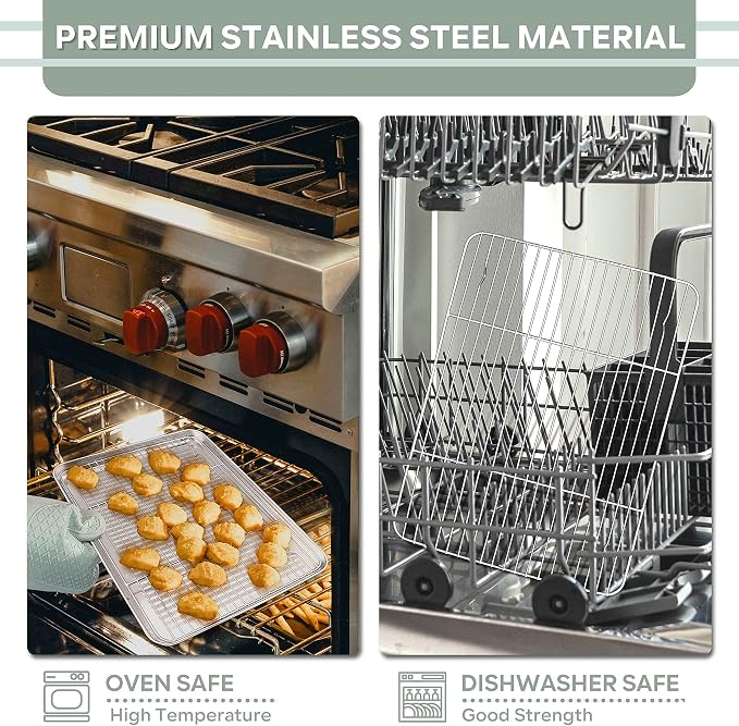 Herogo 8.6” x 6.3” Cooling Rack, 3 PCS Mini Stainless Steel Baking Racks | Rust-resistant & Heavy-duty, Oven & Dishwasher Safe, Baking Cooking Wire Rack, for Cookie Bread Bacon