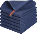 Kitinjoy 100% Cotton Waffle 6-Pack Kitchen Towels, 12" x 12", Navy Blue | Ultra Absorbent, Super Soft, lightweight, Quick Drying Dish Rags for Washing Dishes
