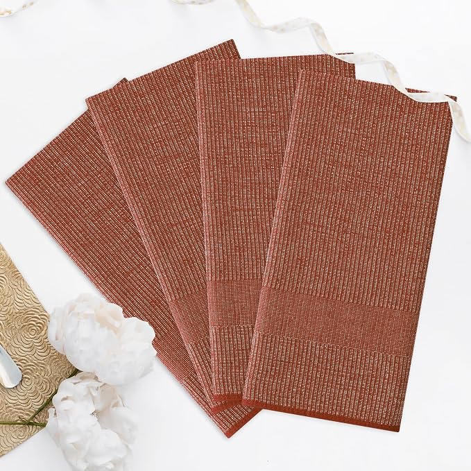 Homaxy 380 GSM Cotton Premium Kitchen Towels 8 Pack, 18"x 28", Rust | Flat and Terry Dish Towels, Highly Absorbent Tea Towel Set with Hanging Loop, Soft Utility Kitchen Hand Towels