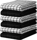 Bumble Kitchen Towels (6-Pack), 16"x28", 100% Cotton Dish Towels - Black | 380 GSM | Soft kitchen hand towels , Highly Absorbent & Durable Dish Towels for kitchen with Hanging Loop