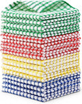 Egles 16 Pack 100% Cotton Kitchen Dish Cloths, 12 x 12 Inch | Absorbent terry dishcloths for washing dishes and counters; 4 colors help organize cleaning tasks