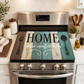 Farmhouse Stove Cover 28.3 x 20.5 Inches, Rustic Kitchen Stove Top Protector, Heat Resistant Non Slip Glass Electric Stove Cover Board, HOME Kitchen Decor Mat (Gray-blue)
