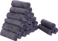 Sunny zzzZZ 24 Pack Kitchen Dishcloths - Does Not Shed Fluff - Reusable Dish Towels, Dish Cloths, Super Absorbent Coral Fleece Cleaning Cloths, Nonstick Oil Washable Fast Drying, 10 x 10 Inch (Grey)