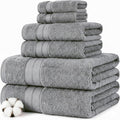 Modern Threads - Spun Loft 6-Piece 100% Combed Cotton Towel Set - Bath Towels, Hand Towels, & Washcloths - Super Absorbent & Quick Dry - 600 GSM - Soft & Plush, Charcoal