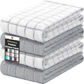 Homaxy Large Premium Cotton Kitchen Towels 16"x 28", 4 Pack, Light Grey | Natural Ring Spun 390 GSM Dish Towels, Super Absorbent Terry Kitchen Hand Towels, Soft Tea Towels with Hanging Loop