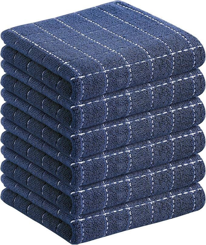 Homaxy 100% Cotton Terry Kitchen Towels, 6 Pack, Navy Blue | Ultra Soft and Absorbent Dish Towels for Kitchen, Suitable for Drying and Washing Dishes