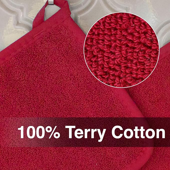 RITZ Terry Potholder & Hot Pad: Unparalleled Heat Resistant, Durable 100% Cotton – Ergonomically Designed for Optimal Grip – Easy-Care Machine Washable – 2-Pack, Paprika