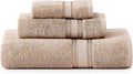 LANE LINEN Large Bath Towel Set Absorbent Quick Dry 100% Cotton - Taupe | Cotton Towels - Fade-Resistant Color, Classic Terry Weave, Densely Woven, Coordinated Colors, Dobby Border Accent