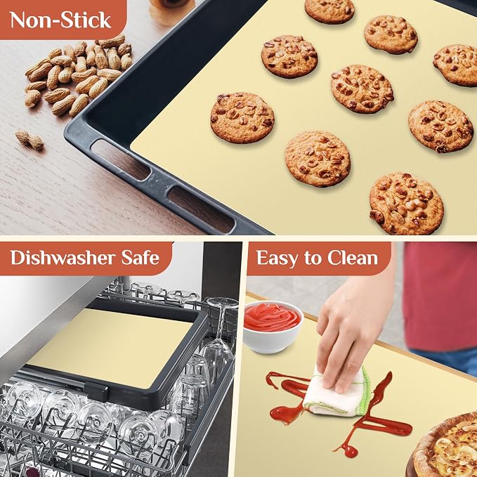 GTJ Silicone Baking Mat Roll, Reusable Baking Sheet Liners, 16 in x 6 ft | Free Cut to Size, Food-Grade, Non-Stick, Non-Slip, For Dough, Pastry, Air Fryer, Freeze Dryer, Oven Pan, Kitchen Counter