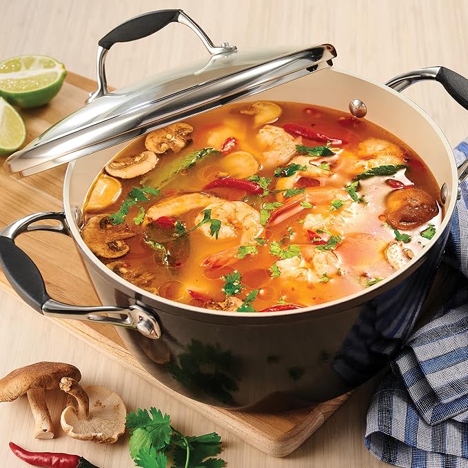 Tramontina Ceramica Deluxe 5-Quart Dutch Oven Pot with Lid | Ceramic Non Stick, Oven-Safe, Metallic Black