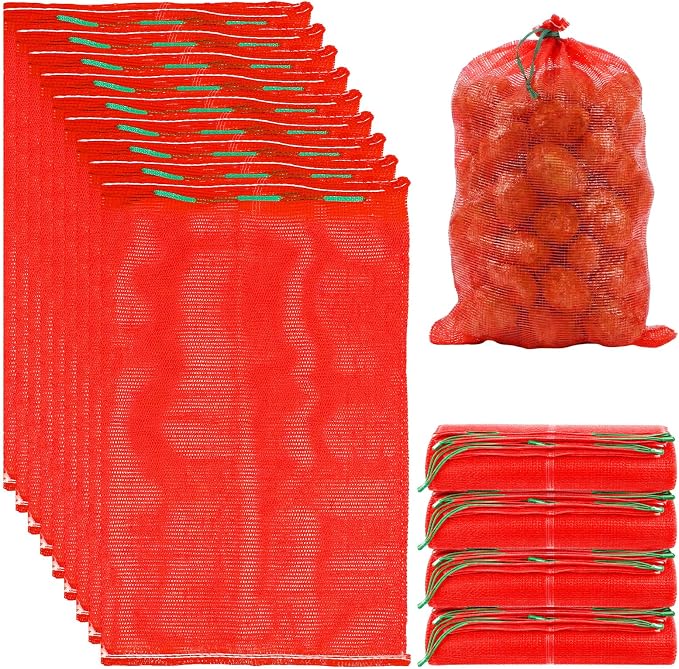 Shinylin 36 Pcs 33" x 20" Mesh Onion Bags Reusable Drawstring Fresh Produce Storage Bags Breathable Vegetable Storage Bag Reusable with Drawstring for Onion Potato Crawfish