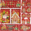13 Pcs Gingerbread Man Kitchen Set, Towel Rug Valance Mitts | Nonslip Rugs and Mats, Festive Valance with Baking Decor, Pot Holders Included, Gingerbread Theme Design, Holiday Cooking