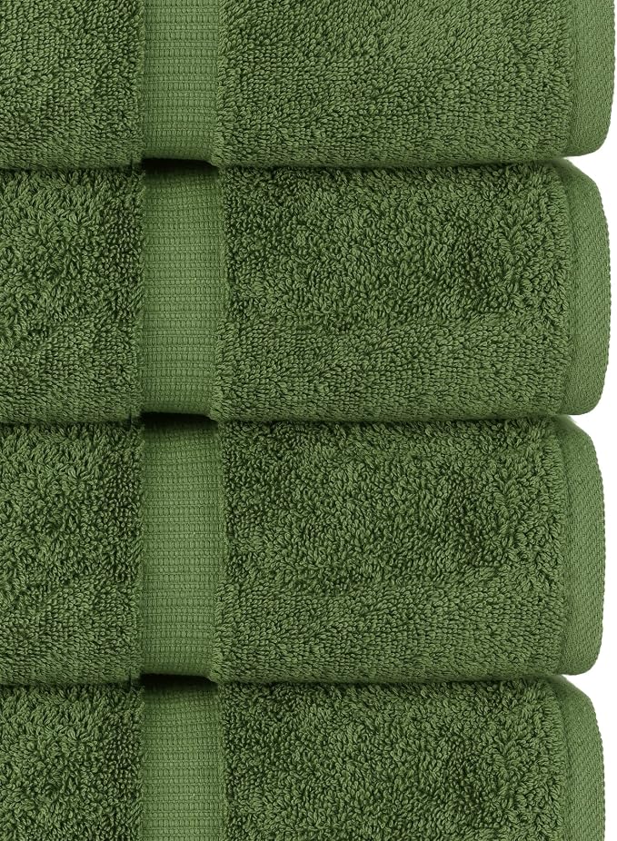 Chakir Turkish Linens 4 Piece Bath Towel Set, 100% Cotton Luxury Turkish Towels for Bathroom, Soft Absorbent Bath Towels, 27 x 54 Inches, Moss