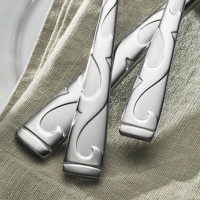 Oneida Tuscany 45-Piece 18/0 Silverware Set for 8, Flatware | satin finish, dishwasher safe | includes serving spoons and utensil set | cutlery set, wedding silverware