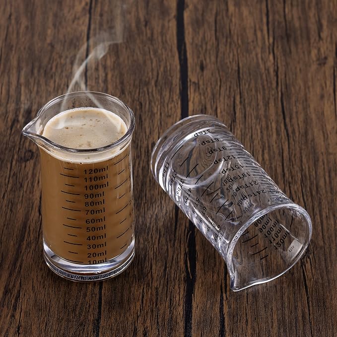 Ackers 4 Oz Glass Measuring Cup,Borosilicate Shot Glass with V-Shaped Spout(Pack of 2)