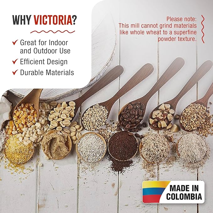 Victoria Manual Cast Iron Grain Mill with Low Hopper, Premium Corn-Grinding Mill and Grain Grinder, Made in Colombia | Premium Corn-Grinding Mill and Grain Grinder, Made in Colombia