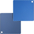 BTaT- Silicone Trivet Mats, 2 Pack, Blue, Heat & Stain Resistant | Non Slip Hot Pads Kitchen Potholders Jar Opener Spoon Holder Food Grade Silicone